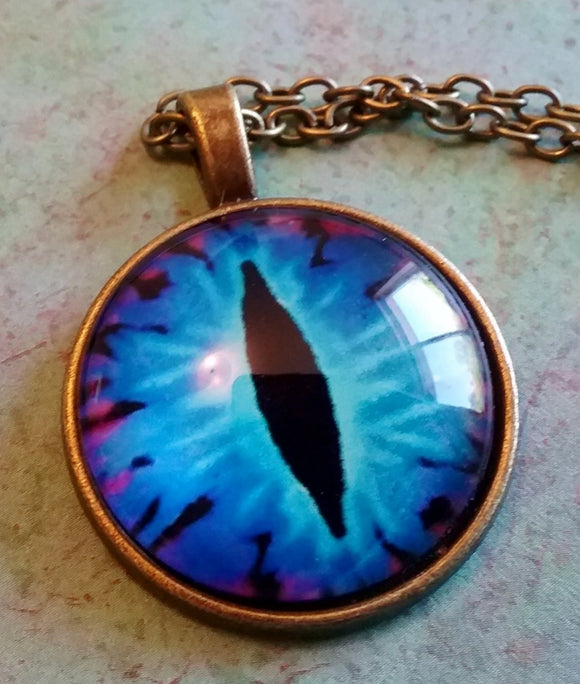Electric Blue Dragon Eye Necklace